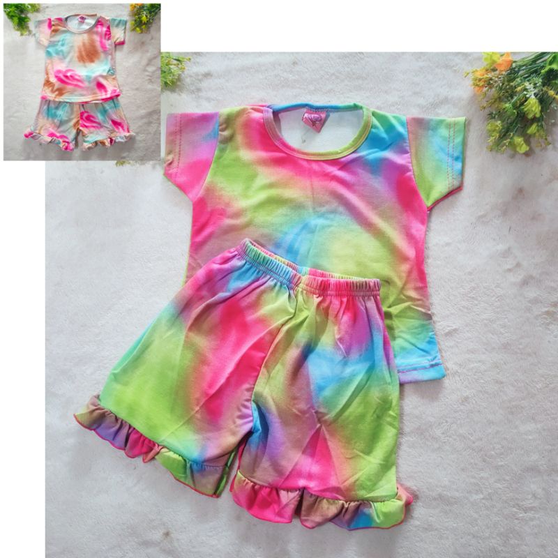 Setelan tye die anak 1 2 3 4 tahun tie die cewek perempuan terlaris