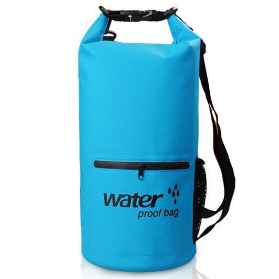 Outdoor Waterproof Bucket Dry Bag 10 Liter with Extra Pocket - OB-104 - OMHATCBL Blue