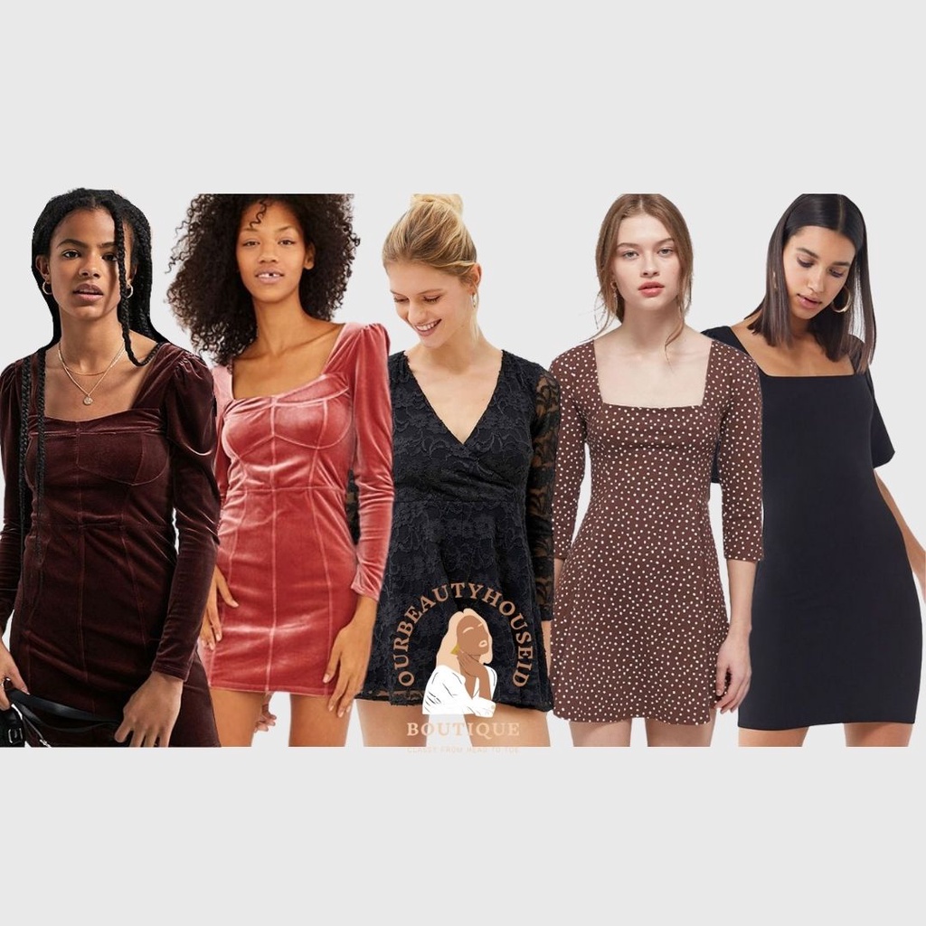 URBAN OUTFITTER Stella Polkabrown Noon Velvet  Dress Lace Romper Black Hollypuff Blackdress