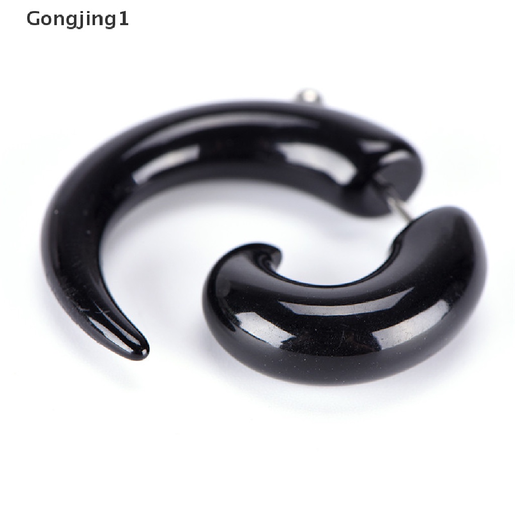 Gongjing1 Anting Tusuk Gaya Gothic Punk Bentuk Siput Bahan Akrilik Warna Hitam Untuk Pria / Wanita