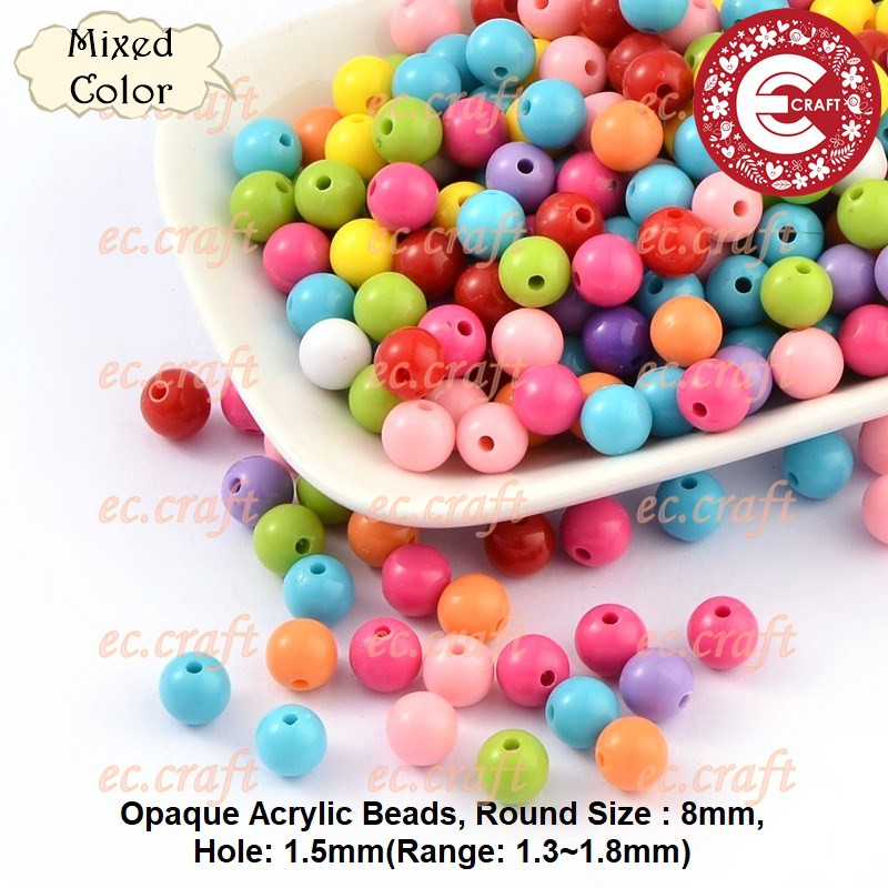 

1 PACK MANIK MANIK BULAT 8MM WARNA WARNI