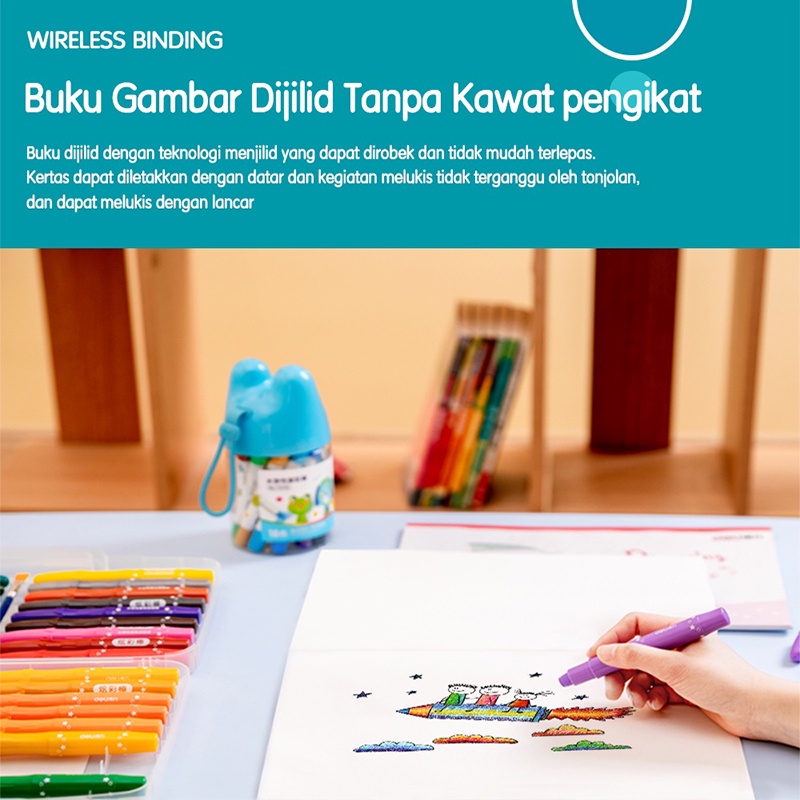 Deli Buku Gambar Kertas Tebal Buku Gambar Anak Kertas Gambar 20 Lembar 16K Painting Book