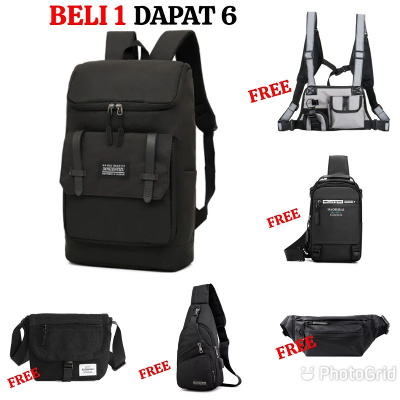 BELI 1 DAPAT 6 - Tas Pria ZB RDN 069 Distro Raindoz Bandung Ransel Punggung Backpack Cowok Keren