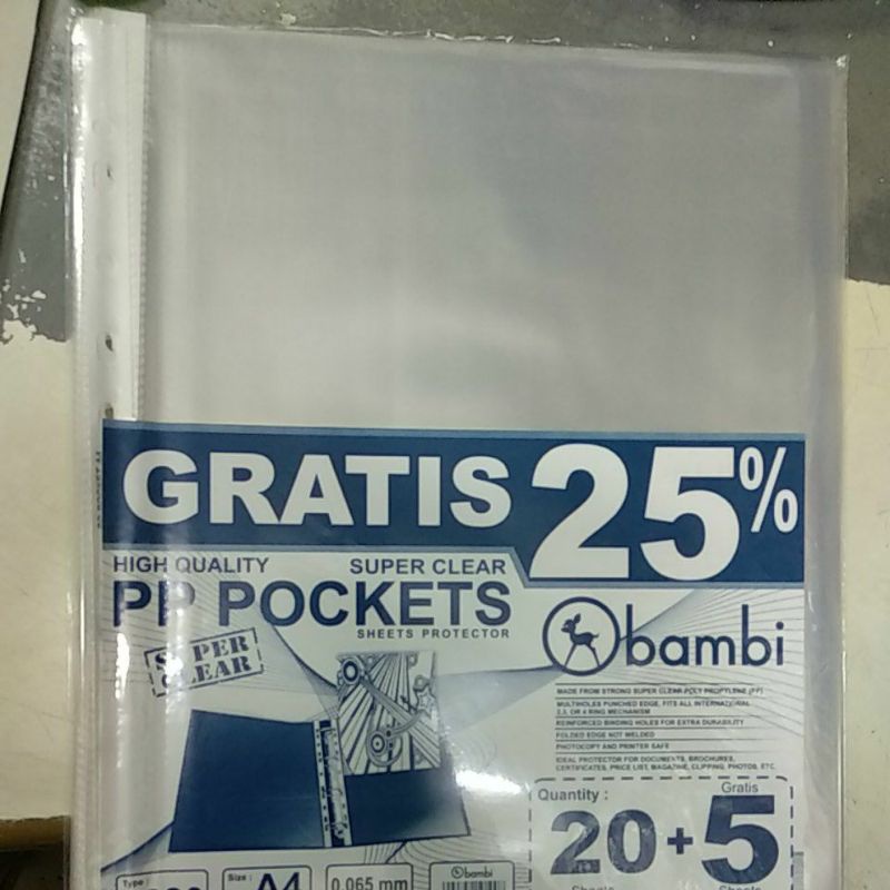 

PP Pocket Bambi Ukuran A4 Isi 20 Pcs