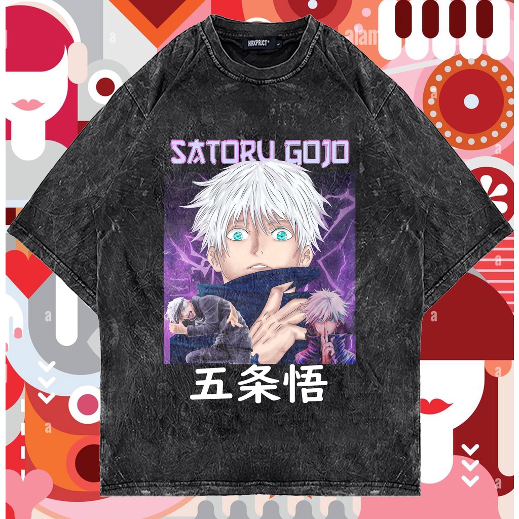 KAOS JUJUTSU KAISEN GOJO SATORU VINTAGE WASHED TEES
