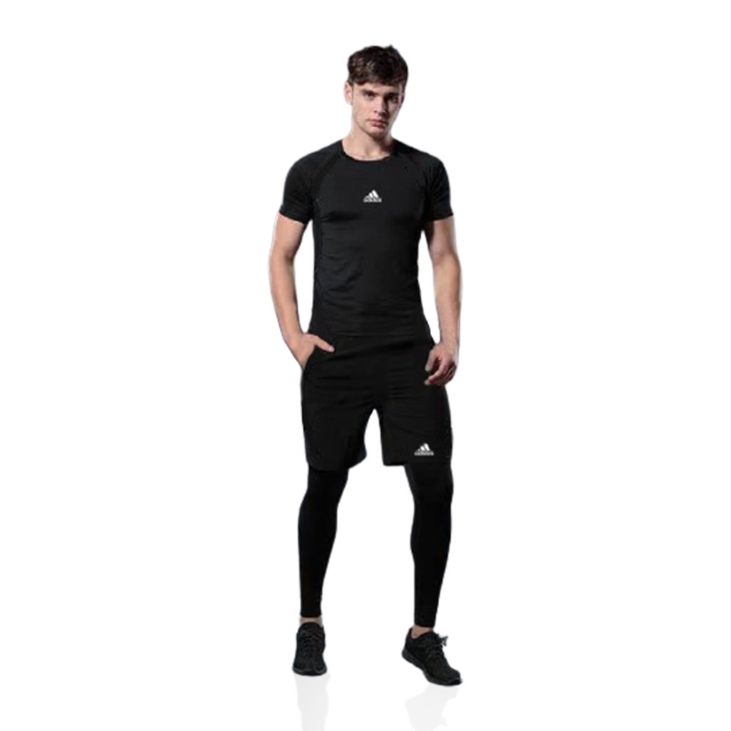 PROMO!!! Paket Baselayer Baju Pendek, Leging dan Celana Olahraga Gym