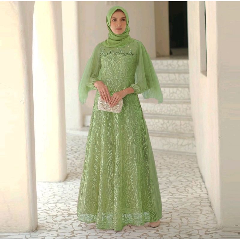 READY JUMBO || Bisa COD || Produk Terbaru || Gamis Alia GAMIS BRUKAT KEBAYA TILE MAXY DRESS WANITA MUSLIM BROKAT TULLE VELVET MURAH GAMIS TERBARU