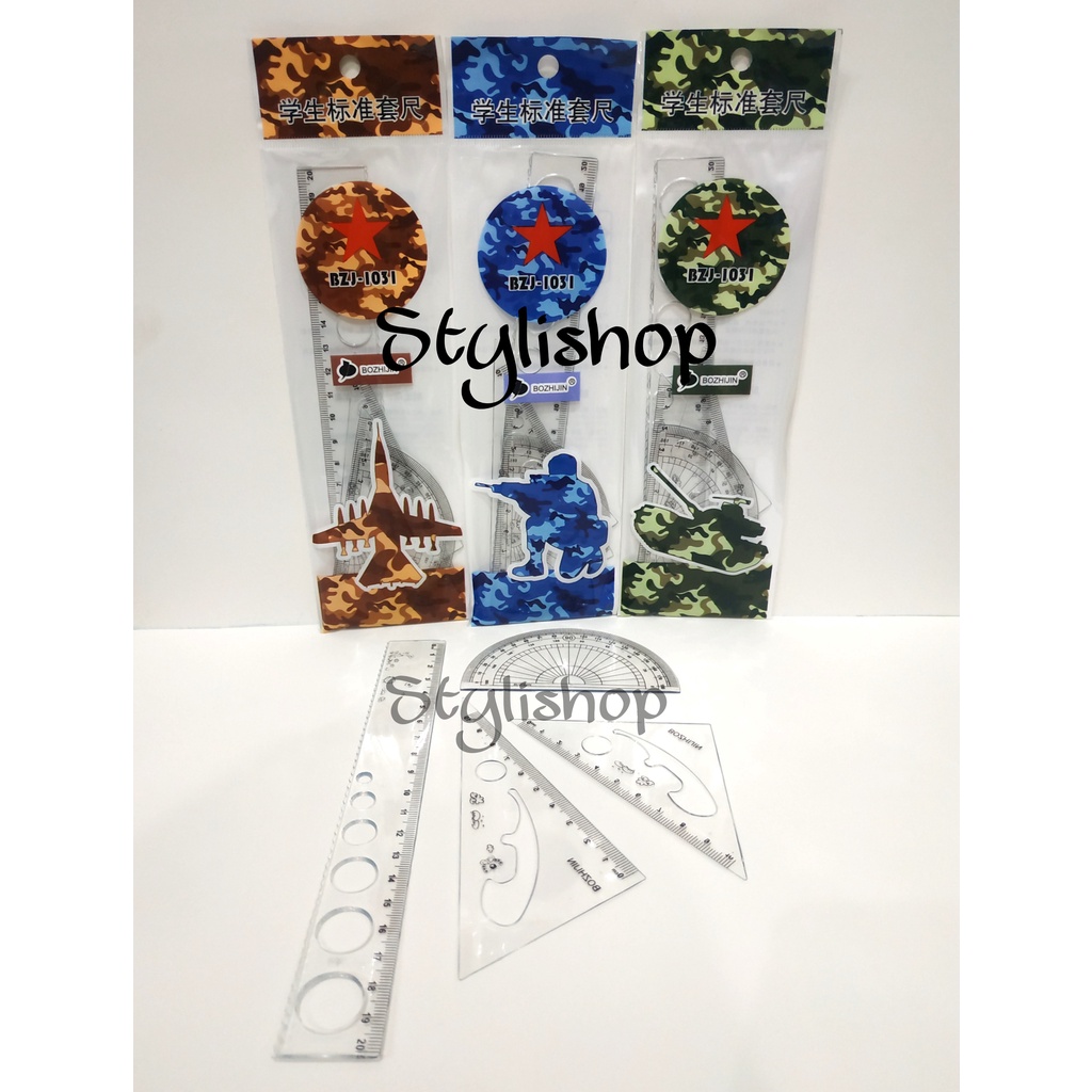 

Penggaris Set Murah 4 in 1, Mistar Plastik 1 Set