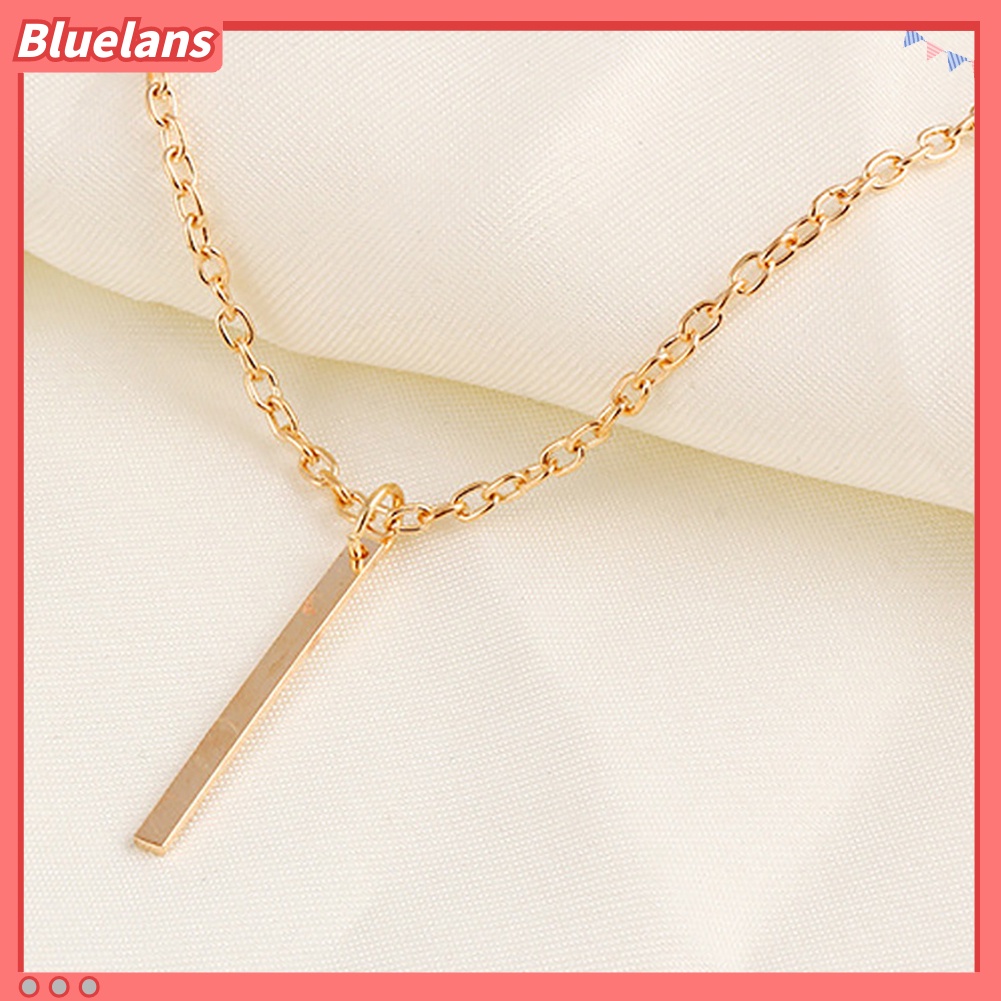 Bluelans Women Fashion Metal Bar Charm Dangle Gold Plated Chain Pendant Necklace