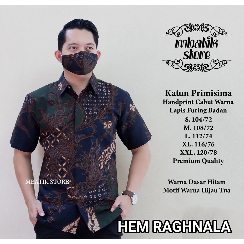 Kemeja Raghnala Biru Batik Pria Lengan Pendek Full Furing by Mbatik Store