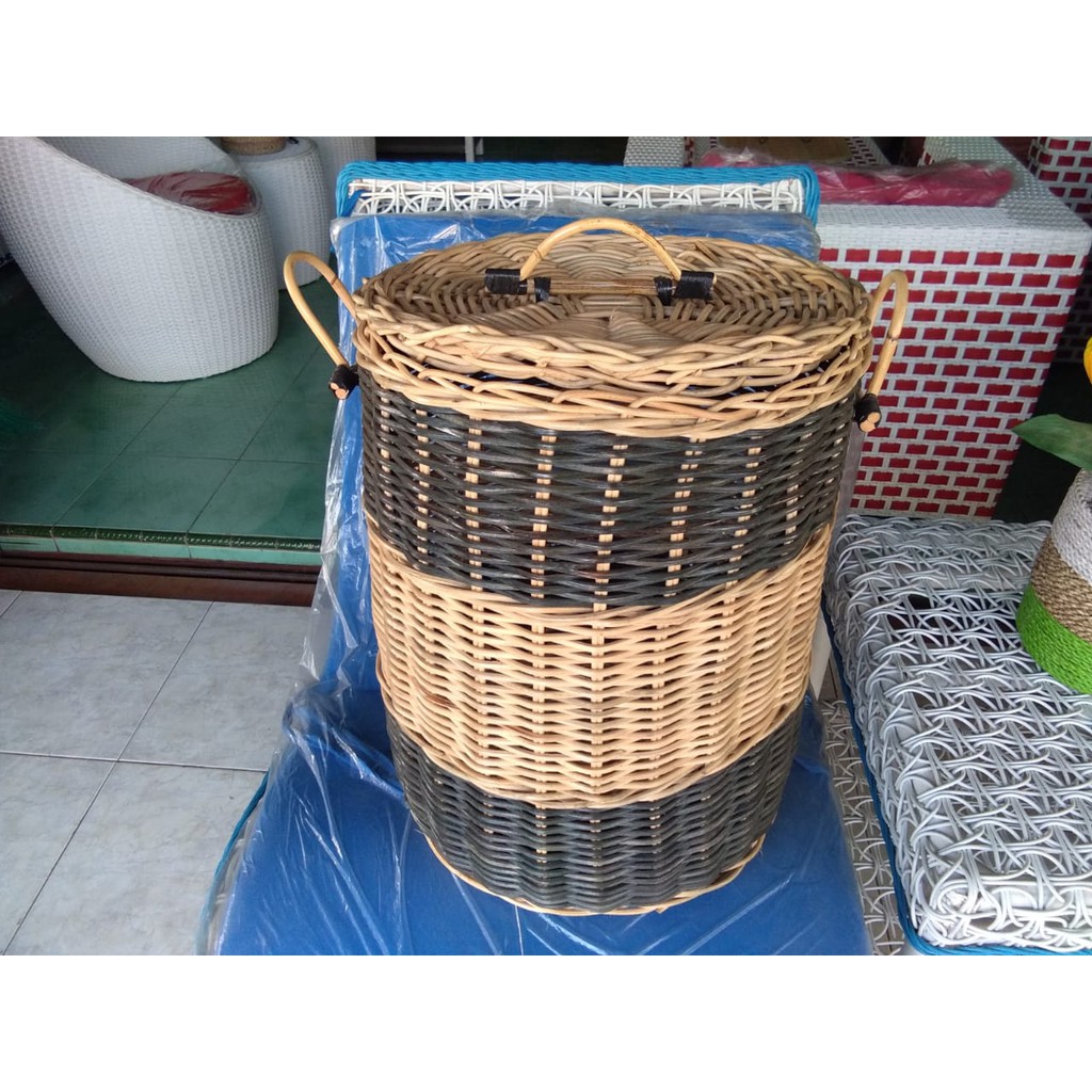 Keranjang Baju Rotan - Keranjang Laundry Rotan Alami - Keranjang Penyimpanan Rotan Alami Jepara