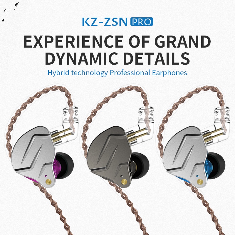 [Garansi 1 Tahun] Knowledge Zenith Headset KZ ZSN PRO BA+DD Hybrid technology HIFI Metal Body