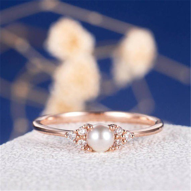 Cincin Rose Gold 18k Dengan Mutiara Untuk Wanita