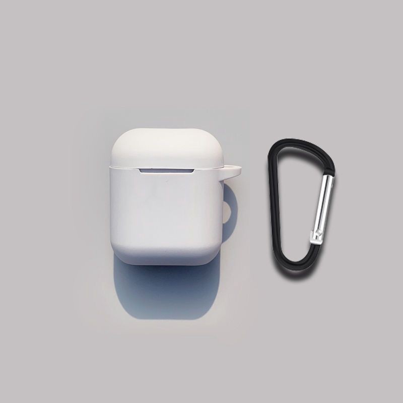 Case Pelindung Airpods I12 Tws Bahan Silikon Warna Solid Dengan Carabiner-Gray