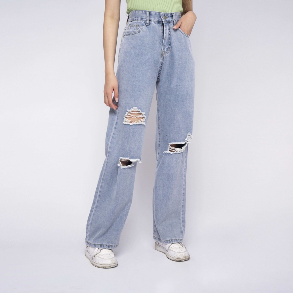 VIERLIN - Jeans 2058 - HIGH WAIST RIPPED BAGGY JEANS