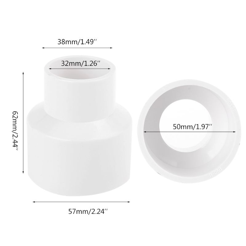 Btsg Ringan 50mm Ke 32mm Reducer Adapter Connector Vacuum Cleaner Untuk Cyclone Kolektor Debu Woodworking Power Juga