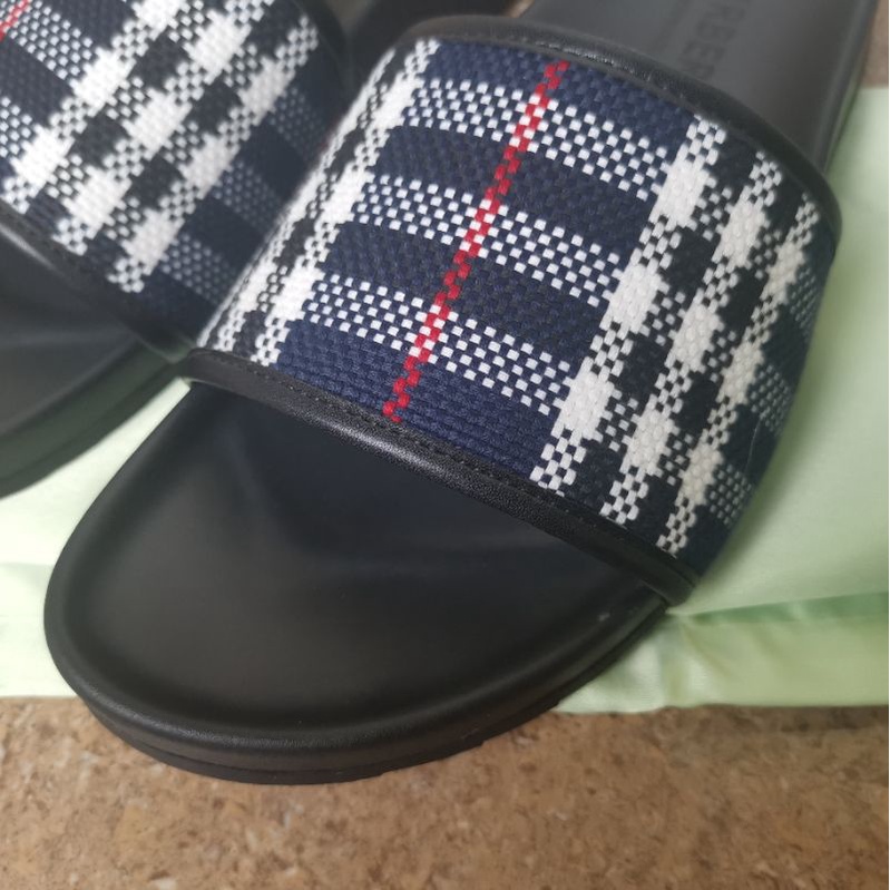 sandal pria burberry sendal cowok selop flat slide mirror quality terbaru