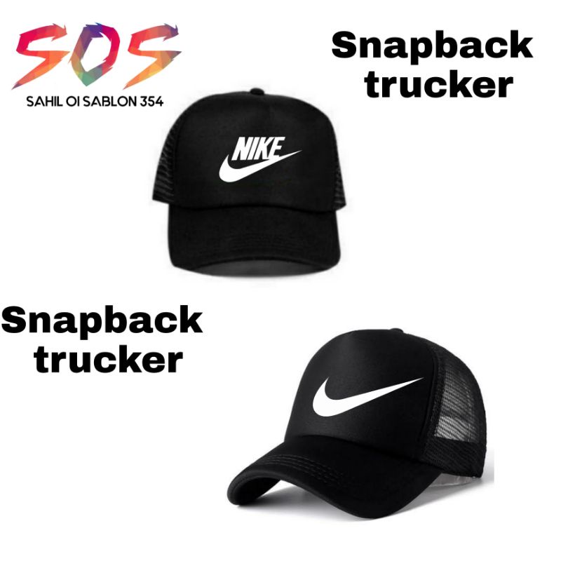 Topi Snapback NIKE topi Distro trucker jaring hitam original baseball/Sport pria wanita dewasa