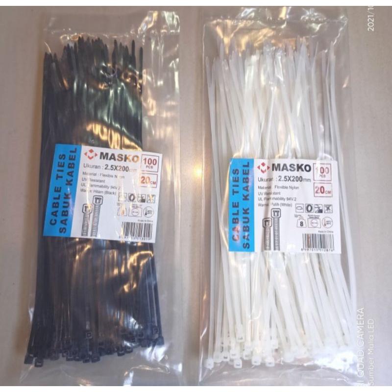 

MASKO KABEL TIES 2,5 x 200 mm 100 pcs NYLON Cable Tie SABUK KABEL 20cm 2,5x200 / 2.5x200