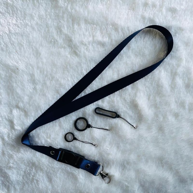 

Gantungan ID Card lanyard polos navy ukuran 2cm free karet o ting real pick