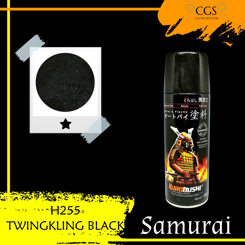 CAT SAMURAI TWINKLING BLACK H255 - black samurai h255 - h255 samurai hitam metalik - pilok hitam