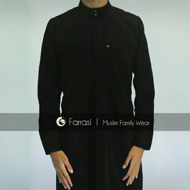 Jubah Arabi / Jubah Pria Muslim Lengan Panjang hitam