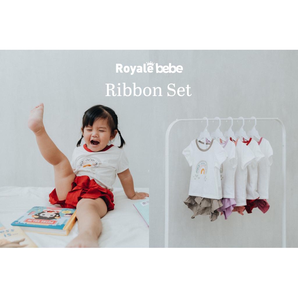 ROYALE BEBE RIBBON SET SETELAN BAJU ANAK MODEL PITA BAJU ANAK PEREMPUAN 1-3 TAHUN