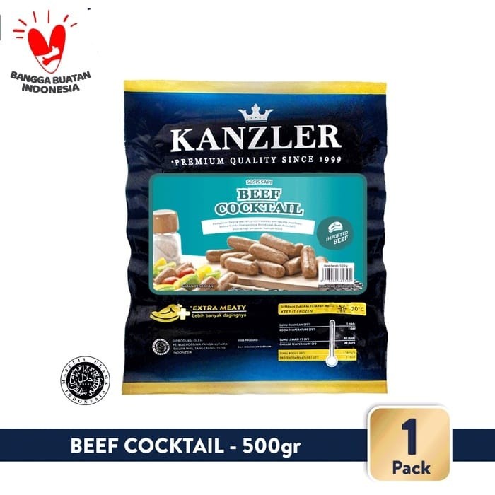 

BEEF COCKTAIL KANZLER 500GR / 26 PCS SOSIS SAPI HALAL