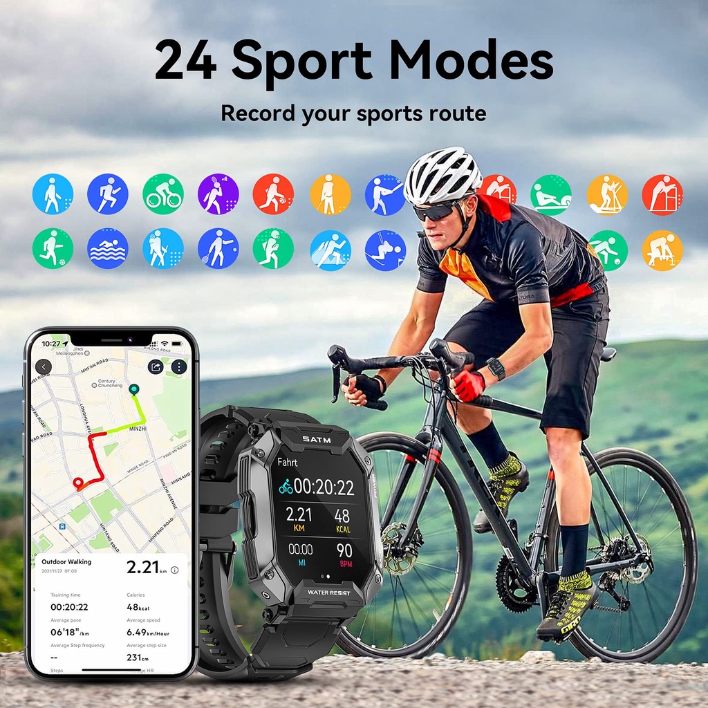 Bozlun Waterproof IP68 Smartwatch Berenang Water Resistance 5ATM Jam Tangan Rria  380Mah Bluetooth ganti wallpaper walpaper/Pria/amTangan Heart Rate blood pressure monitor Wireless charge