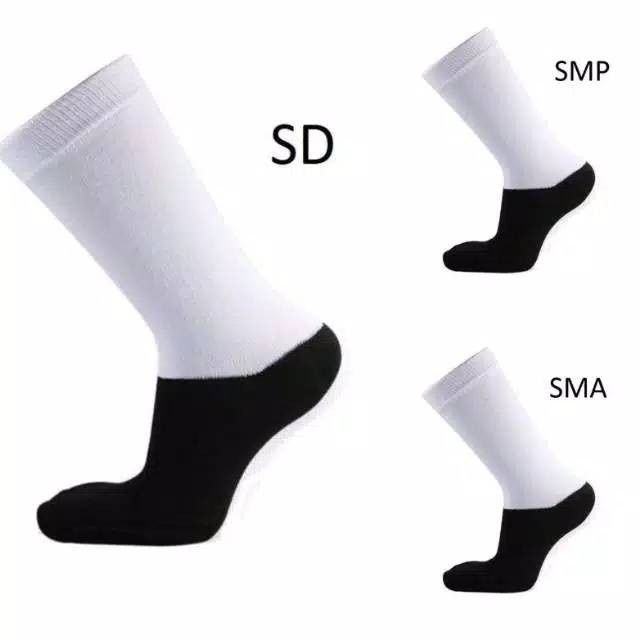 KAOS KAKI SEKOLAH HITAM PUTIH UKURAN SD SMP SMA UNISEX - Hitam Putih, SD