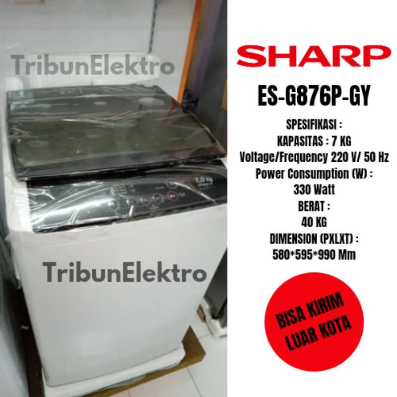 Mesin Cuci Sharp 1 Tabung Top Loading 7Kg ES-G876PGY