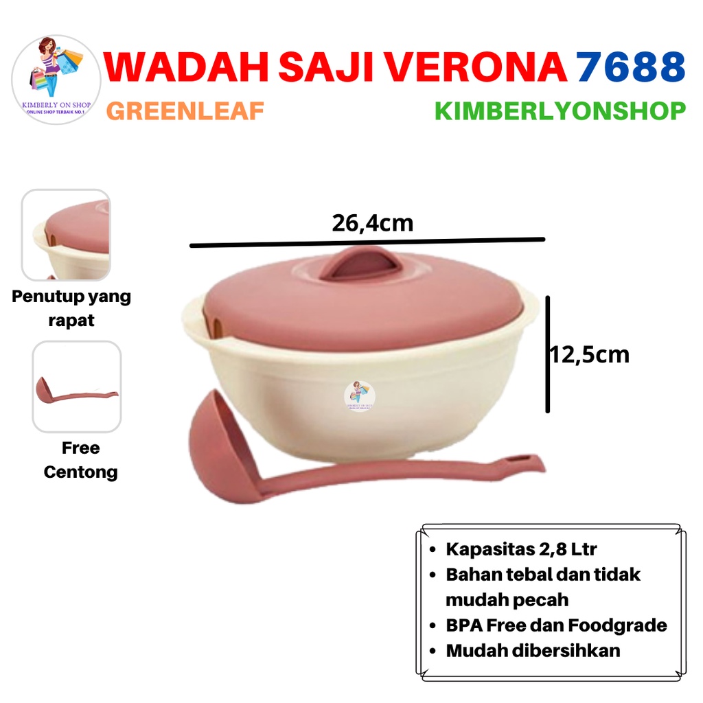 Wadah Saji Food Storage Verona 2.8 Liter 7688 Green Leaf