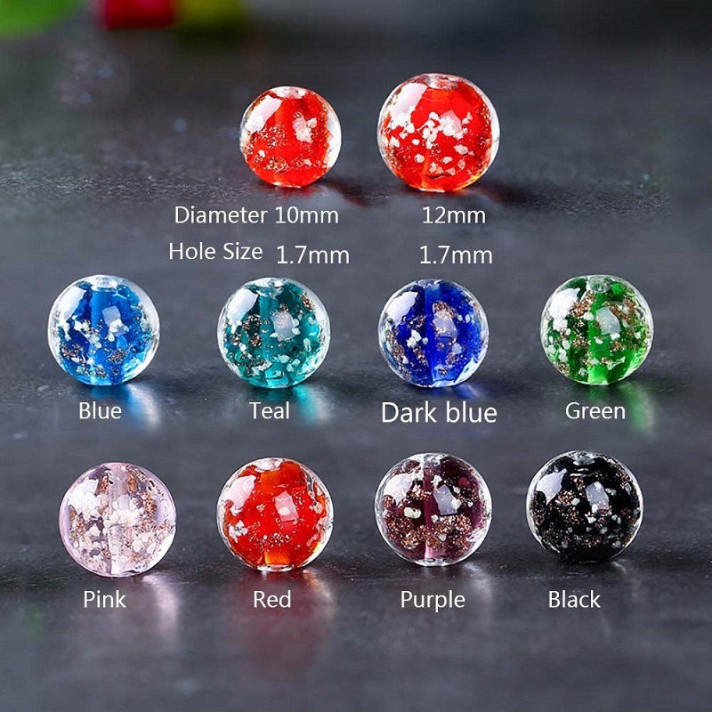 5 Pcs Manik-Manik Kaca Bulat Motif Bunga Luminous Untuk Membuat Perhiasan Gelang Kalung Diy