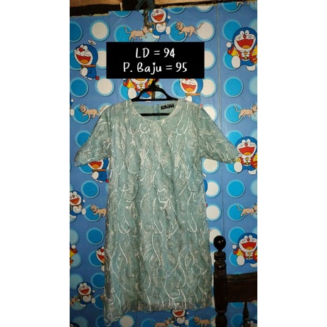 dress brokat biru muda