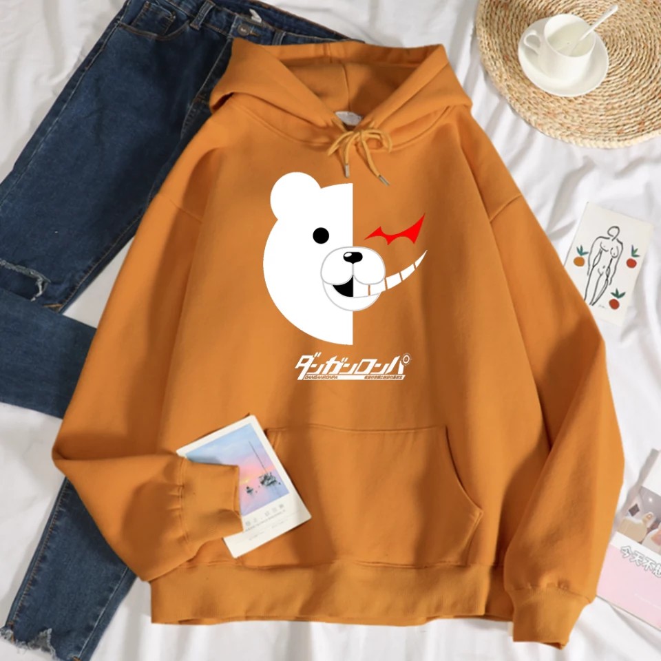 Hoodie Wanita Tebal Ori Oversize Lucu Gambar Beruang Putih Sweater Cewek Kekinian 2021 Hodie Wanita