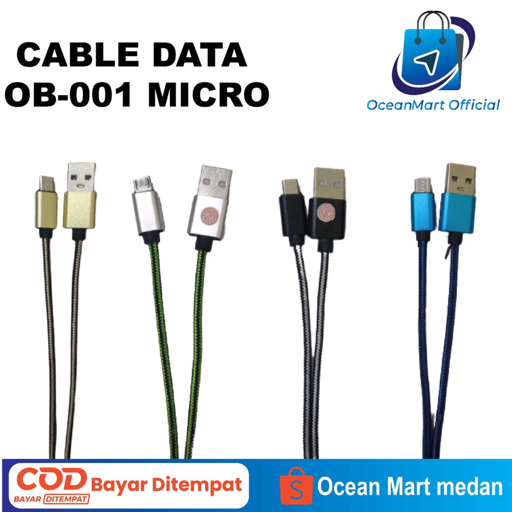 Kabel Data Charger Ocean Blue OB-001 Cable Micro Toples ANDROID iOS OCEANMART OCEAN MART Aksesoris Handphone HP Murah Grosir