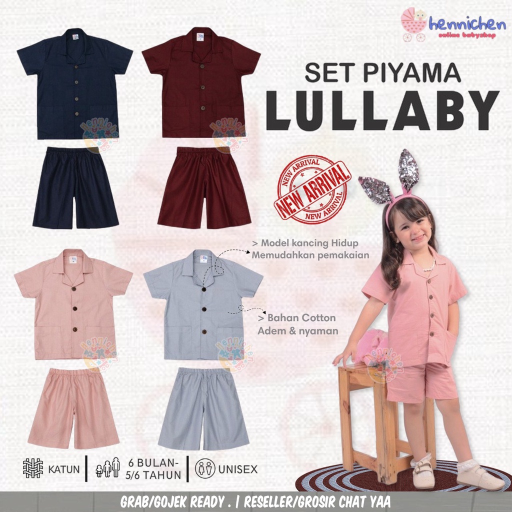 SETELAN PIYAMA ANAK LULLABY BAJU PENDEK CELANA PENDEK SETELAN BAJU ANAK 6 BULAN - 5/6 TAHUN OVIKIDS