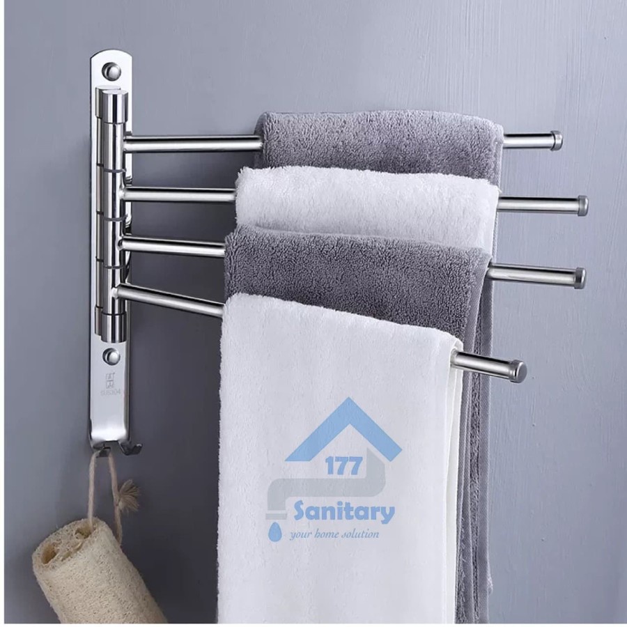 Rak Handuk Lipat Stainless 304 - Gantungan Handuk Putar Susun 4 Mini Towel Hook Rak Hooks Minimalis