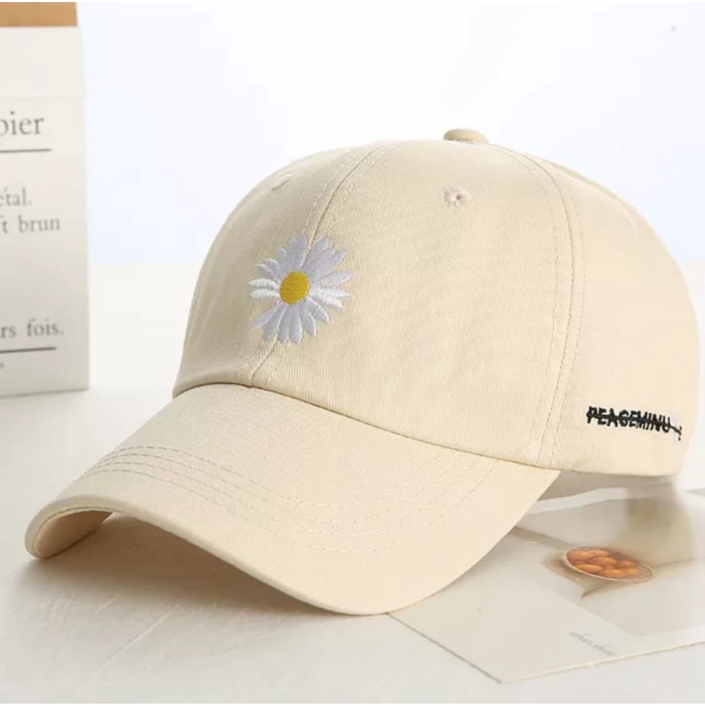 Topi Baseball Bunga Daisy Sunflower Termurah - Topi Distro Bordir Sunflower Premium Quality