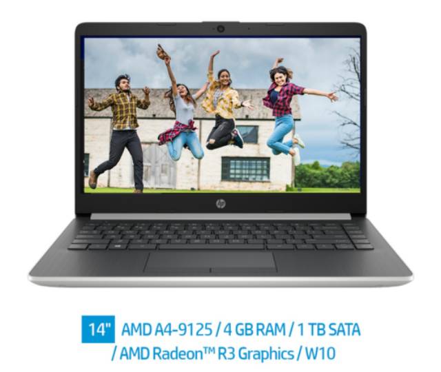 ★BARU★ Laptop HP 14s /AMD A4  / 4GB RAM / 1TB HDD / W10 / Silver / Laptop editing / laptop gaming