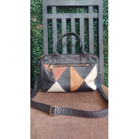 tas fossil erin satchel patchwork pw double zipper preloved pl