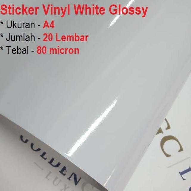 

✾ Sticker Stiker Vinyl White Putih Glossy A4 - 20 Lembar ✵