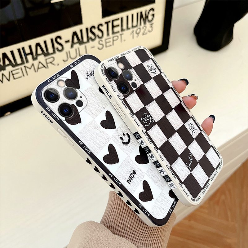 Casing iPhone 6S 7 8 Plus XR XS Max iPhone 11 12 13 Pro Max Redmi Note 8 Pro 9A 9T Black White Love Smiple Cover