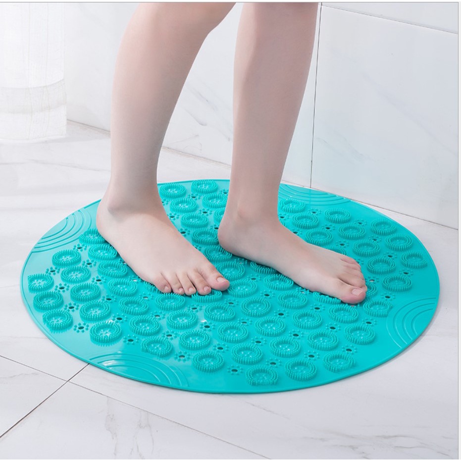 PVC Round Shower Bath Mat / Keset Kamar Mandi Bulat Anti Slip Suction Cup