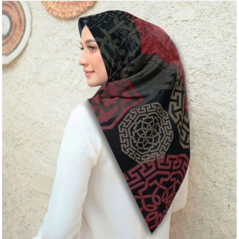 Terbaru !! Hijab Voal Segiempat Motif Diana Kerudung Segiempat Motif