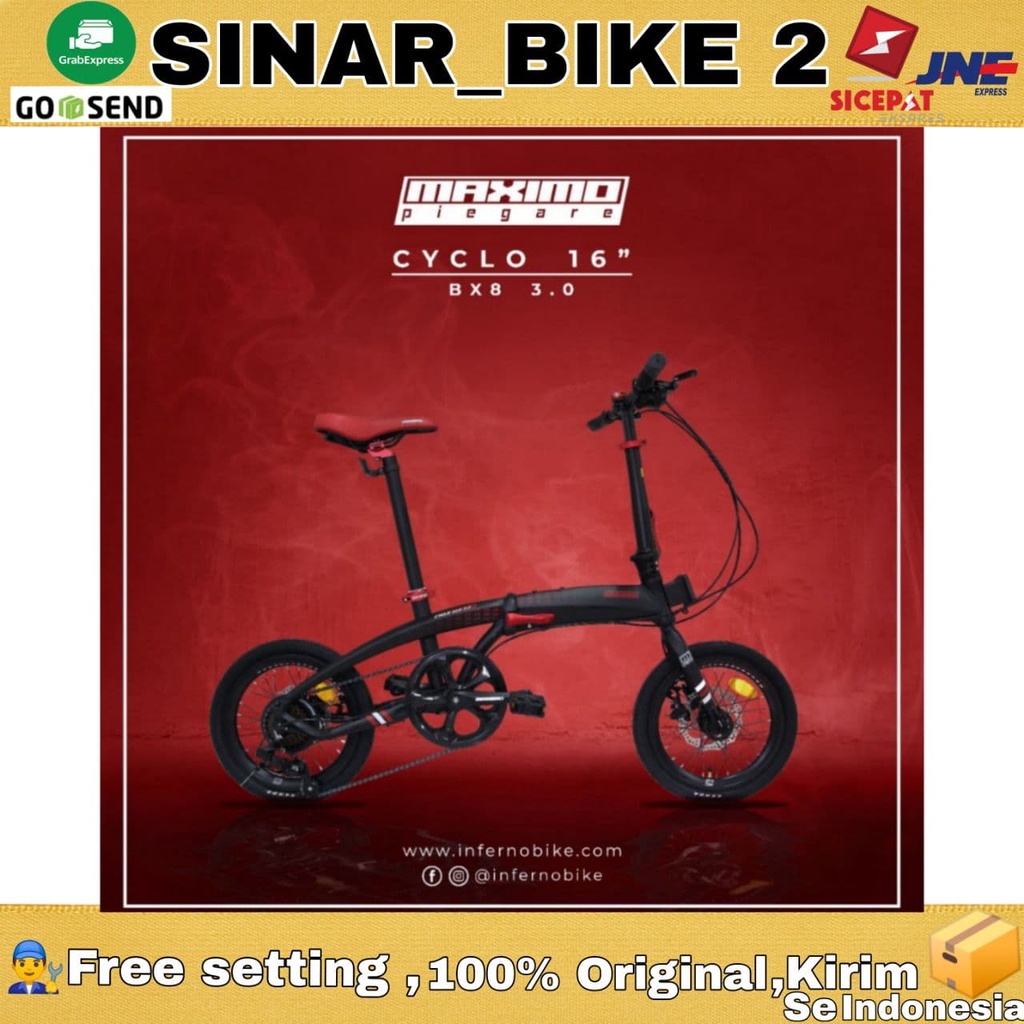 Sepeda Lipat 16 Inch Maximo Piegare CYCLO 3.0 7 Speed &amp; 16 Inch MAXIMO Piegare RION TX7 3.0