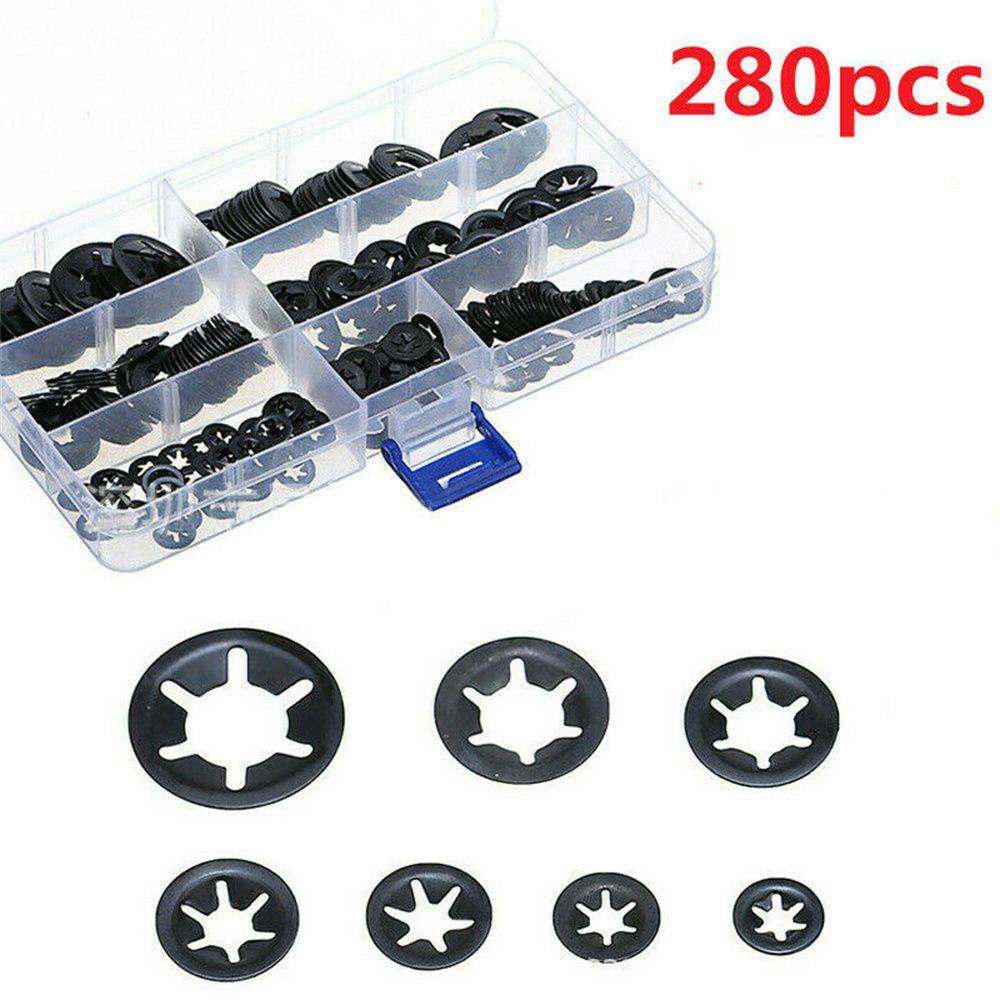 AUGUSTINA Gasket Bintang Aksesoris Interior 280Pcs Klip Pengikat Pengunci Mesin Cuci M3 M4 M5 M6 M8 M10 M12 Star Nut Fastener