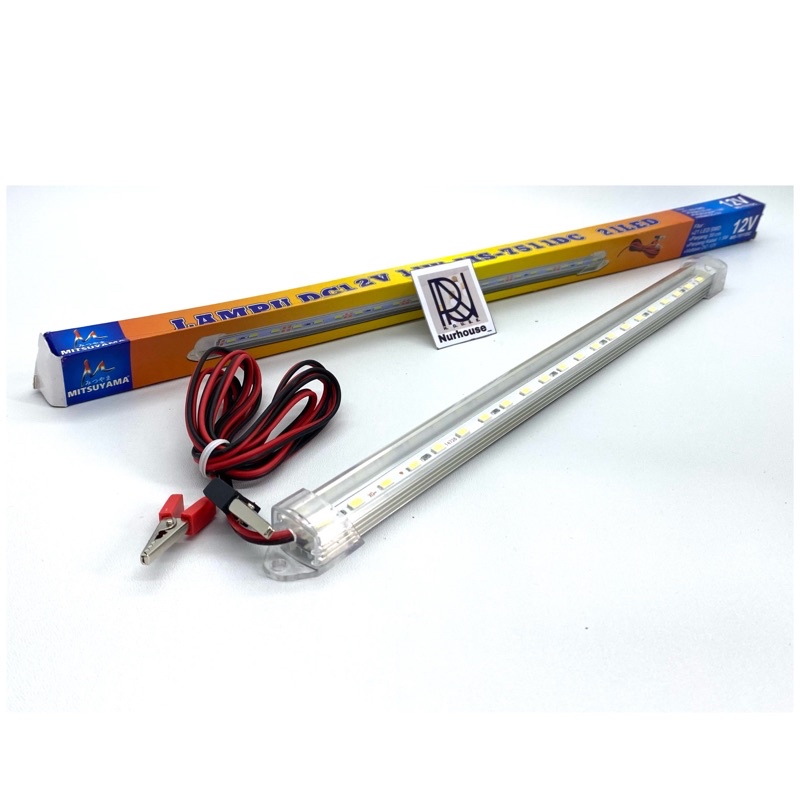 mitsuyama lampu led aki dc 12 volt 11 watt panjang 30 cm dengan kabel dan jepit aki