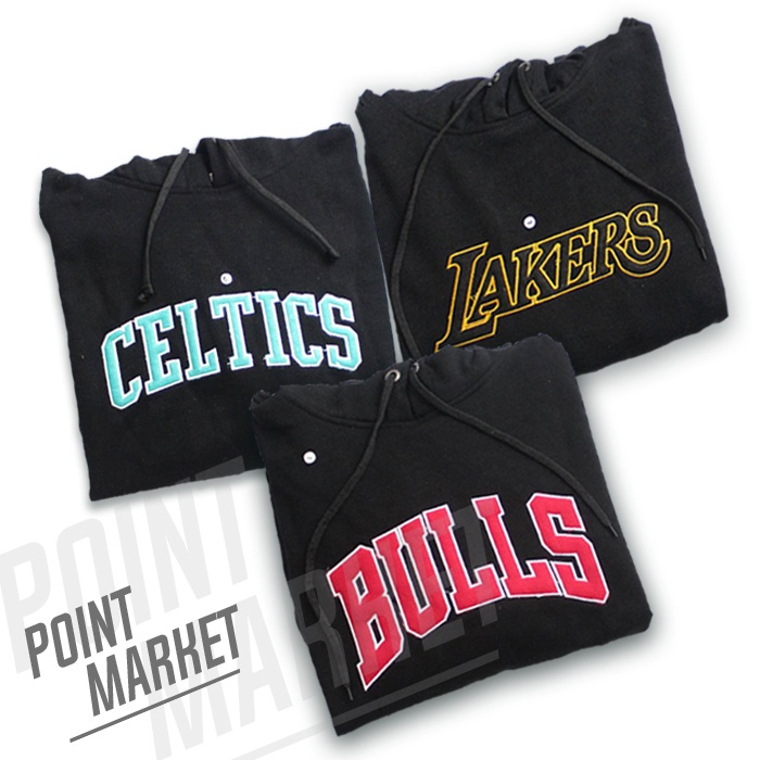 Sweater Hoodie MITCHELL & NESS X BULLS X LAKERS X CELTICS - Sweater Hoodie MITCHELL & NESS Hitam Bor