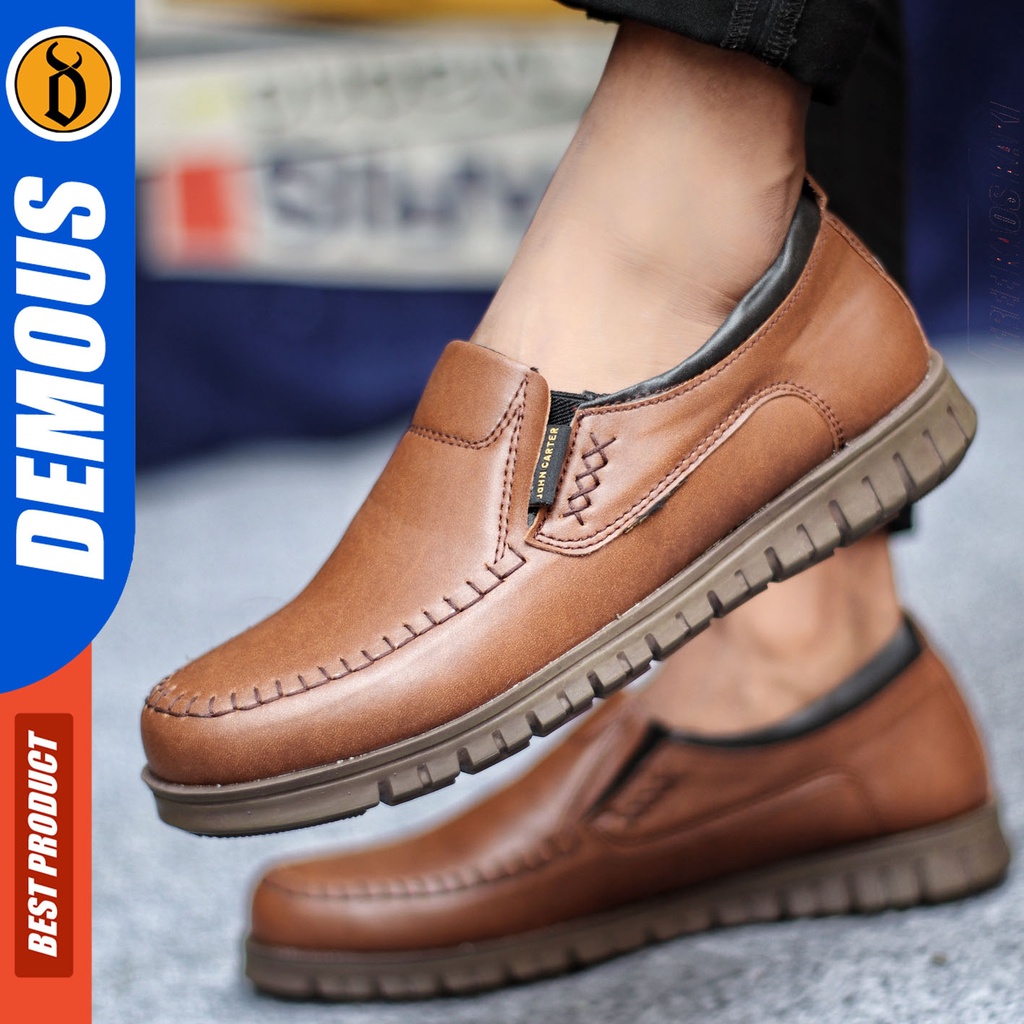 Sepatu Formal Pria Sepatu Casual Pria Kulit Pu Slop Sepatu Pantofel Kerja Kantor Kuliah Kondangan Sepatu Hitam Pria DEMOUS BLEND